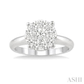 1/2 Ctw Lovebright Round Cut Diamond Bridal Ring in 14K White Gold